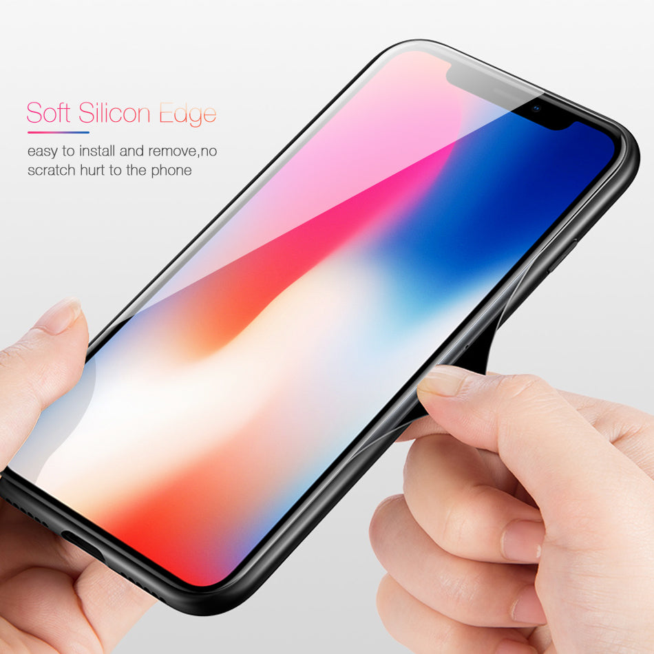 Ultra Thin Transparent Glass Cover For iPhone X XS - FLOVEME