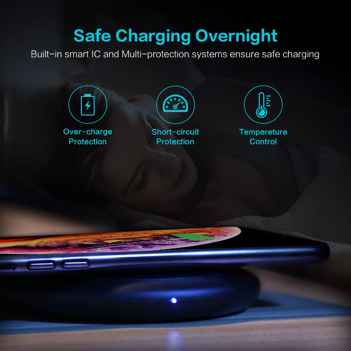2 in 1 10W Qi Fast Wireless Charger for iWatch for iPhone Xs Max/XR/X/8 Plus/8 Samsung Note 9/8 and More - FLOVEME