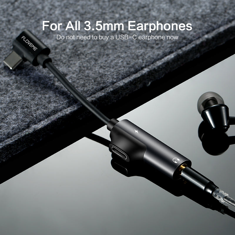 2 in 1 USB Type C to 3.5mm Headphone Jack Adapter - FLOVEME