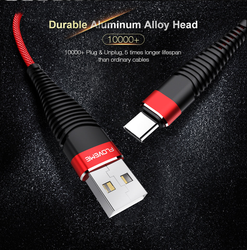 FLOVEME USB Type C Cable For Samsung Galaxy S10 S9 Plus Hi-Tensile USB C Cable For Xiaomi mi9 Redmi note 7 Phone Charger Cabo - FLOVEME