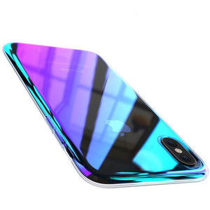 FLOVEME Wireless Charger Case Compatible with iPhone X, Luxury Slim Fit Gradual Colorful Gradient Change Color Ultra Thin Lightweight Electroplating Bumper Anti-Drop Clear Hard Back Cover (Purple ) - FLOVEME