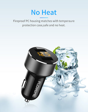 5V 3.6A Car Charger Dual USB Fast Charger - FLOVEME