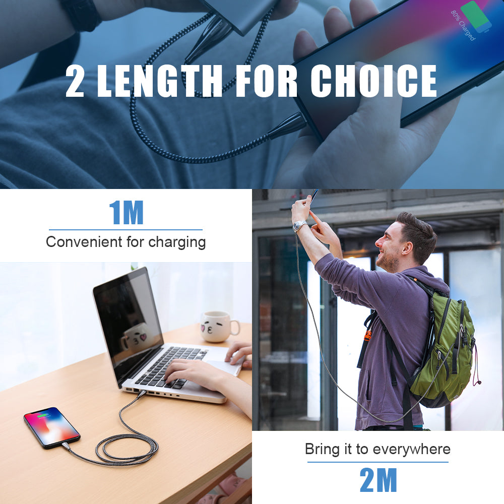 Zinc Alloy Fast Charging Data Cable For iPhone - FLOVEME