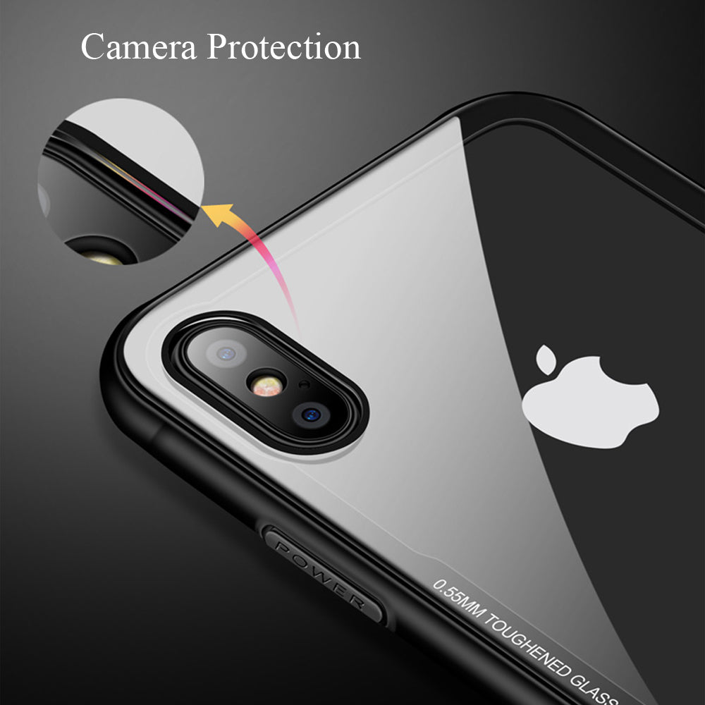 FLOVEME Tempered Glass Phone Case for iPhone X 10 , 0.7MM Protective Mobile Phone Cover Cases for iPhone 7 8 Plus 6 6s XS Max XR - FLOVEME