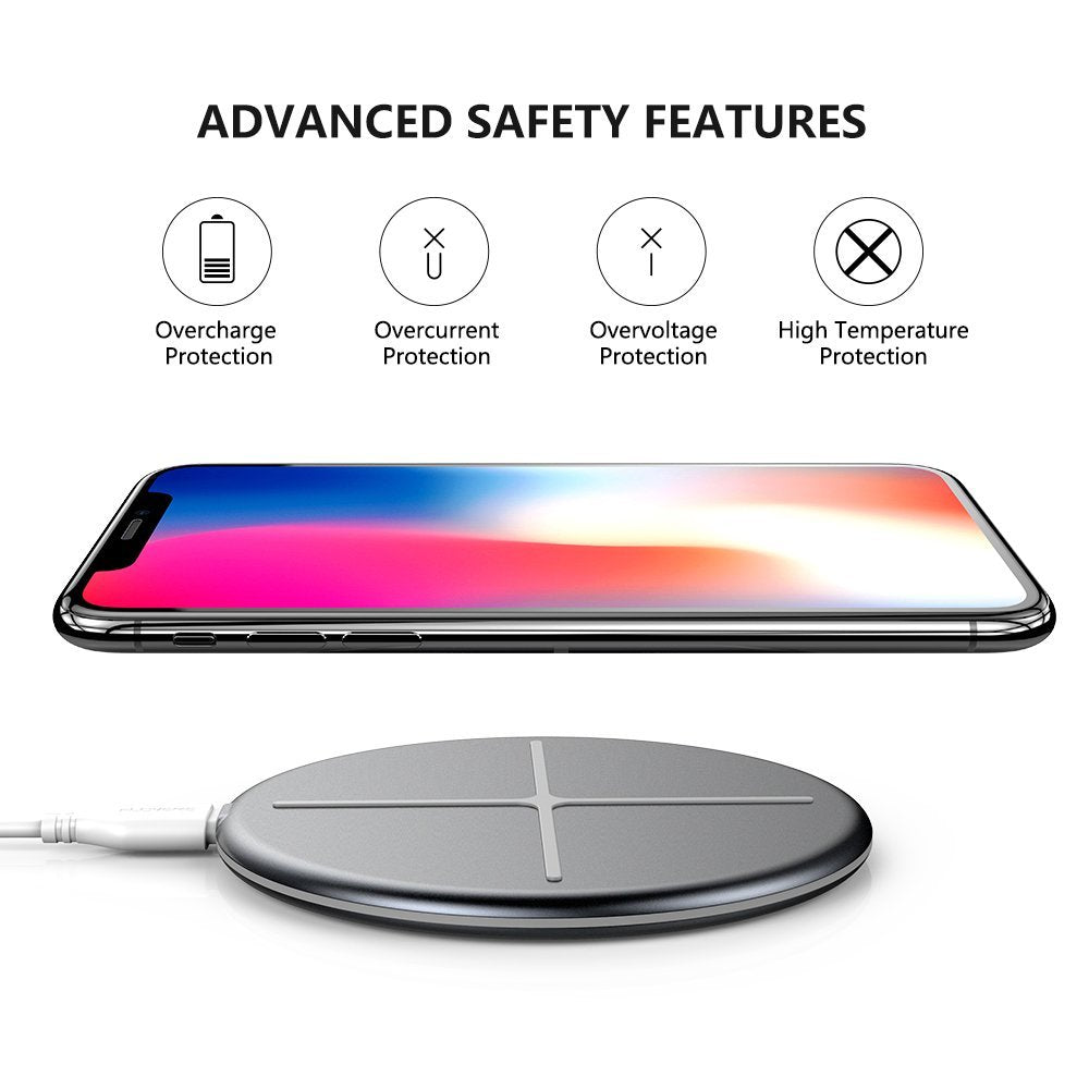 Standard QI Wireless Charging Pad for iPhone X/8 Samsung Note 9/8 - FLOVEME